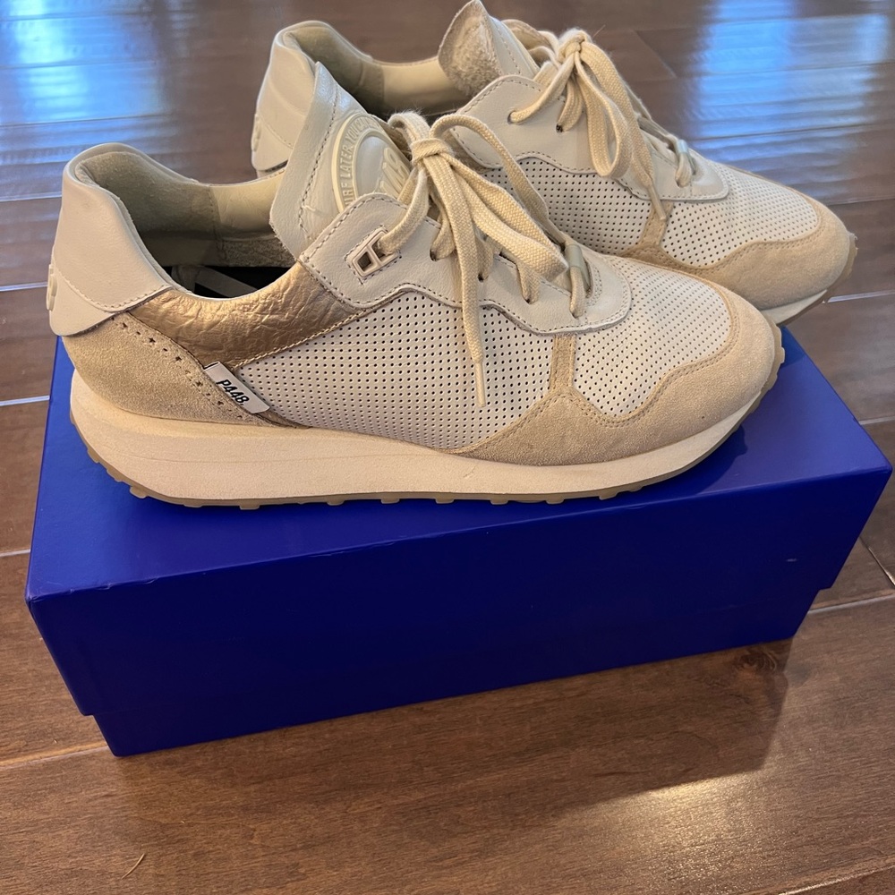 P448 Women's Cancun Sneakers in White and Gold